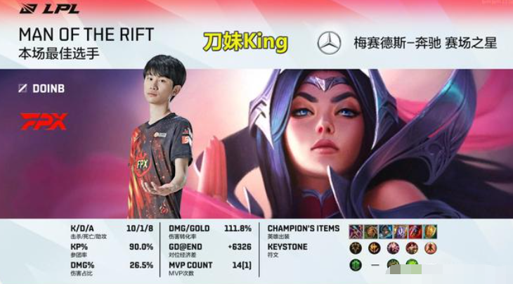 LNG对战FPX第一场，Doinb10-1峡谷乱杀