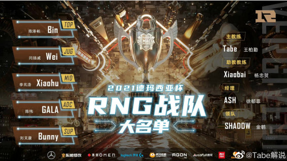 Tabe教练更博回顾2021年，展望RNG新赛季