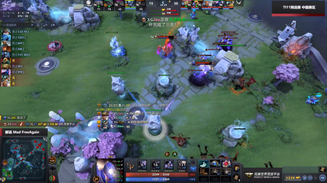 TI11中国区预选赛胜者组：XG全方面碾压将IG打入败者组