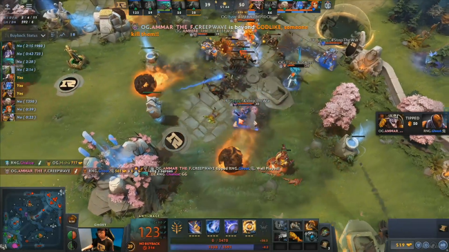 DOTA2利雅得大师赛小组赛：Yuragi电狗秀OG1-1战平RNG