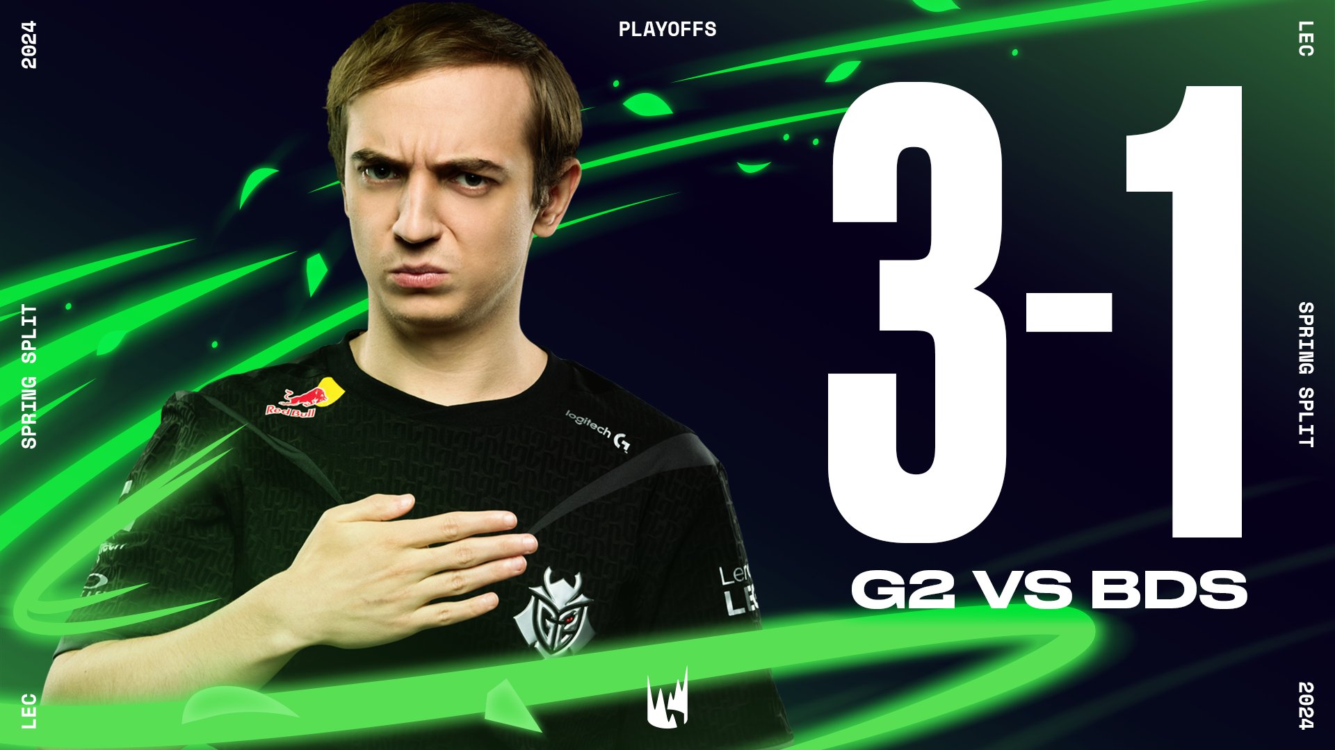 G2以3-1胜BDS，连续11次击败对手晋级LEC春决
