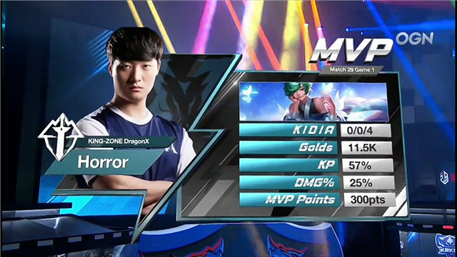 王者荣耀 KZ vs ROX 第一局MVP