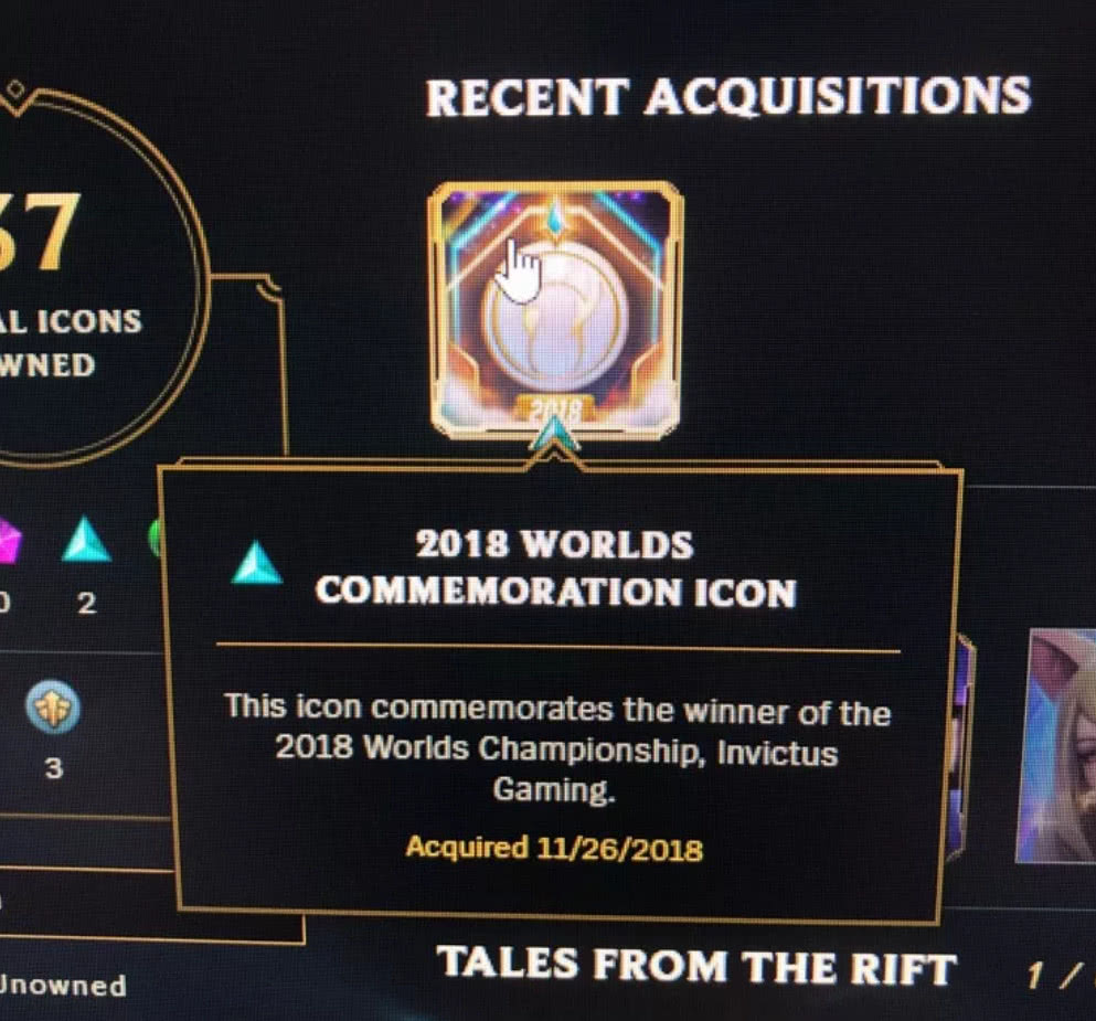 LOL：2018全球总决赛IG夺冠纪念图标正式开放领取